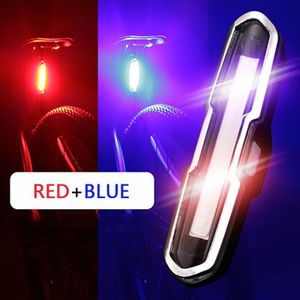Fiets Achterlicht Usb Led Fiets Blauw Rood Dual Kleur Temperture Waterproof Fietsen Light Met Geheugenfunctie