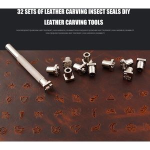 Leather Craft Belt Ponsen Diy Boren Tool 32Pcs Stansmachine Kaart Maken Knop Maker Zinklegering Hollow Perforator
