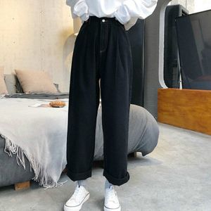Jeans Vrouwen Denim Gat Zipper Button Zakken Losse Rechte Casual Broek Koreaanse Trendy Retro Harajuku Dagelijkse Womens Streetwear