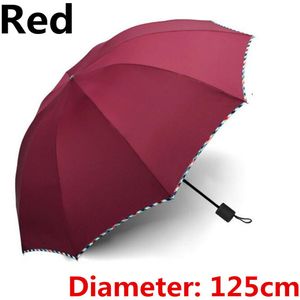 Grote 125cm Paraplu Mannen Regen Vrouw Double Layer 3 Vouwen Relatiegeschenk Paraplu Winddicht 10 Ribben Zon paraplu