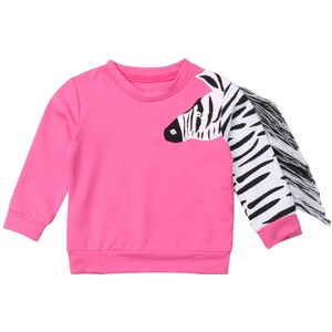 Zebra Kwasten Hoodies Peuter Kids Baby Meisjes 3D Zebra Katoenen Top Overhemd Sweatshirt Kleding Kinderen Meisje Herfst Sweatshirt