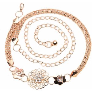 Vrouwen Metalen Ketting Riemen Dames Riem Holle Taille Keten Diamanten Bloem Riemen Jurk Accessoire Тактический Ремень ##26