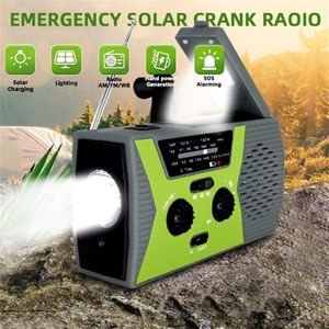 Usb Oplaadbare Solar Radio Sos Alarm Camping Multifunctionele Nood Leeslamp Led Weer Met Zaklamp Hand Crank