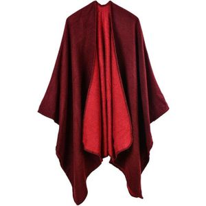 Vrouwen Poncho En Capes Kasjmier Knit Thicken warme winter sjaal effen kleur oversized Deken lady sjaal Jas