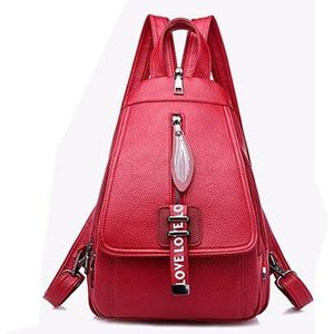 Vrouwelijke Rugzak Leer Vrouwen Tas Mode Schooltassen Meisje Rode Bagpack Kwastje Multifunctionele Tas Waterdicht