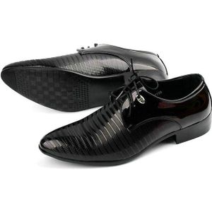 Man Dress Schoenen Lage Hakken Heren Lakleer Lace Up Schoenen Zwart Bruiloft Rubber Oxfords Mens Puntschoen Flats ab-35