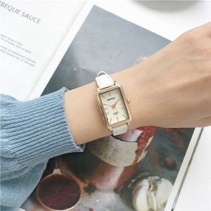 Elegante Eenvoudige Rechthoek Dameshorloge Brown Quartz Klok Vrouwen Casual Retro Lederen Horloges Vrouw Horloges