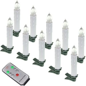 10Pcs Energiebesparende Witte Kerst Bruiloft Boom Led Hoge Helderheid Kaars-Vormige 12 Kleur Licht + Afstandsbediening