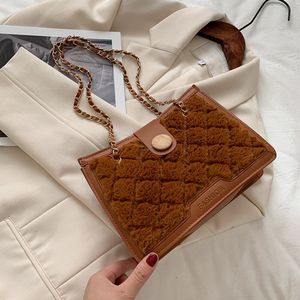 Mode Rooster Patroon Pu Leer Pluche Crossbody Handtassen Vrouwen Casual Effen Kleur Keten Reizen Straat Schouder Onderarm Zak