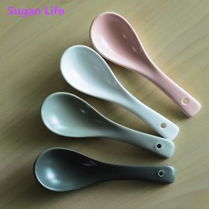 Sugan Leven 6 Kleuren keramiek Lepel Met Lange Steel Ijs Lepel Koffie Lepel Thee Thuis Keuken Servies Lepels Maat 14 cm