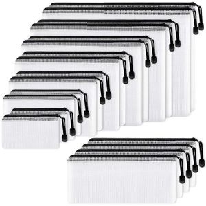 18Pcs Mesh Rits Pouch Document Zak, 8 Diverse Maat, Waterdichte Plastic Zip Mappen, multipurpose Voor Kantoor, Thuis