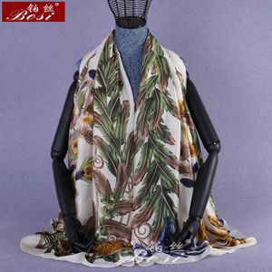 Vrouwen Sjaal Winter Plant Print Mode Grote Bloemen Pauwenveer Dames Zwart Poncho Luxe Voor Zachte Sjaals En Wraps