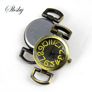Shsby Diy persoonlijkheid oude bronzen Horloge header zwart cijfers cirkel horloge tafel-kern horlogeband Horloge accessoires