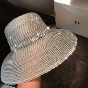 01904-fu56545151 Mode transparante zijde Hepburn stijl lady zon cap vrouwen leisure strand hoed