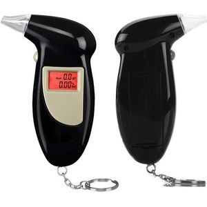 Gloednieuwe ABS materiaal sleutelhanger blaastest digitale alcohol tester met rode achtergrondverlichting + 10 stks mondstukken