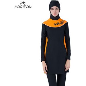 Haofan S-4XL Vrouwen Moslim Badmode Hijab Muslimah Islamitische Plus Size Badpak Zwemmen Surfkleding Sport Burkinis