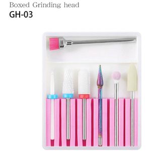 6Pcs Rainbow Tungsten Carbide/Keramische Nail Boren Set In Doos Manicure Machine Accessoires Frees Elektrische Nail dril