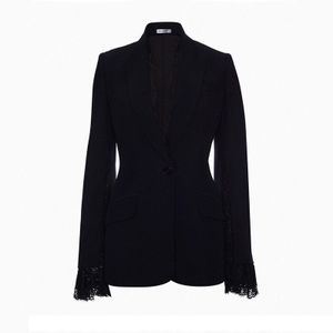 [Eam] Vrouwen Zwart Kant Vent Stitch Blazer Revers Lange Mouwen Loose Fit Jas Mode Tij Lente Herfst 1W517