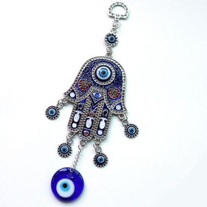 1Pc Turkse Blauwe Ogen Sieraden Hand Van Fatima Lichtmetalen Hanger Demon Eye Wall Opknoping Home Decoraties