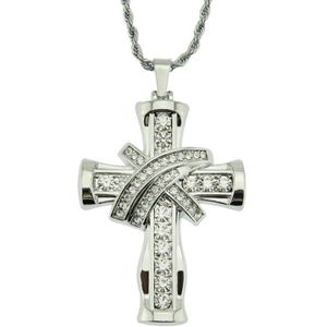 Vergulde Ketting Hip Hop Crystal Cross Hanger Ketting Iced Out Bling Bling Sieraden Cadeau Voor Mannen