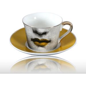 Europese Dame Schedel Gezicht Cup Schotel Gouden Koffie Cup Kant Gouden Schotel Bruiloft Bar Party Kopje Thee Thuis decoratie