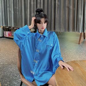Chinese Stijl Kleding Vrouwen Blouses Mode Aziatische Shirts Knoppen Mandarijn Kraag Oosterse Chemise Oversize Femme 11494