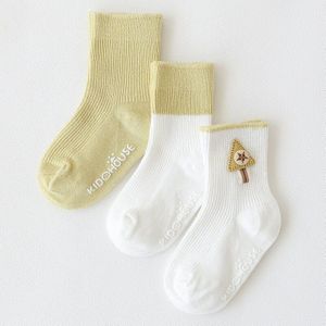 3 Paren/partij Herfst Winter Baby Sokken Dubbele Naald Doseren Anti-Slip Kinderen Socking Voor Baby Jongens Meisjes Katoen buis Sokken