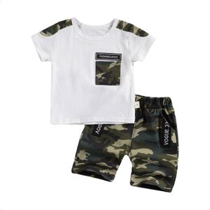 1-4Y Zomer Baby Kids Jongens Kleding Sets Camouflage Print Korte Mouw Pocket T Shirts Tops Shorts