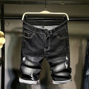 Mannen Streetwear Ripped Jeans Korte Mode Toevallige Losse Heren Gaten Zomer Bermuda Zwart Straight Denim Shorts Plus Size