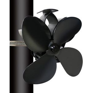Wandmontage Zwarte Haard 4 Blade Warmte Aangedreven Kachel Fan Log Hout Brander Eco Stille Ventilator Thuis Efficiënte Warmteverdeling