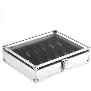 OUTAD Professionele 12 Grids Watch Box Sieraden Display Opslag Vierkante Case Aluminium Suede Binnenkant Container Horloge Case