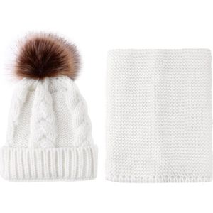 2Pcs Baby Kid Gebreide Muts Goede Flexibele Elasticiteit Acryl Vezels Koreaanse Mode Winter Warm Pure Caps + Sjaals Suits