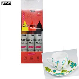 France Pebeo Ceramic Mini Marker 3pcs/set Yellow/Black/Red DIY Ceramic Paint Water-base Pigment Art Supplies