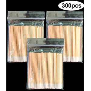 500/300/100Pcs Houten Wegwerp Micro Knoppen Wattenstaafjes Cosmetica Make-Up Reiniging Stickers Voor Wimper Enten Extension