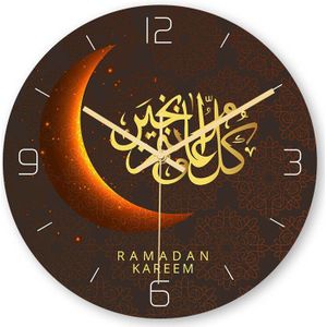 Gelukkig Eid Mubarak Moslim Patroon Wandklok Stereo Acryl Mute Klokken Muur Home Decor Slaapkamer Woonkamer Meubels Vintage Art