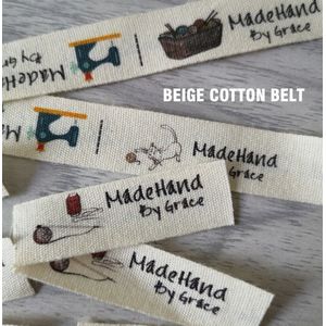 Zachte ruwe witte; off-witte katoenen riem Custom alleen Naaien Labels/handtailor Kleding/Naam Tags, handgemaakte labels/Kleur katoen label