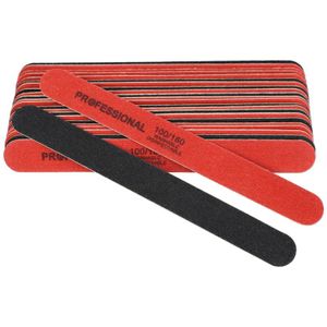 20 Pcs Professionele Hout Nagelvijlen 100/180 Wegwerp Houten Schuren Nail file Buffer Rood/Zwart Schuurpapier manicure sup