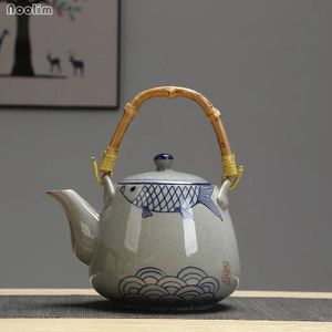 NOOLIM 1000 ml Grote China Theepot handgeschilderde Keramische Retro Blauw en Wit Waterkoker Porseleinen Theepot Teatime Koffie Pot