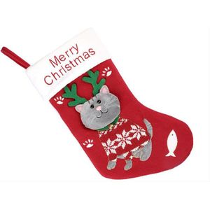 Kerst Kous Tassen Mode Cartoon Hond Kat Patroon Candy Bag Xmas Party Opslag Kous Voor Kinderen Jongens meisjes
