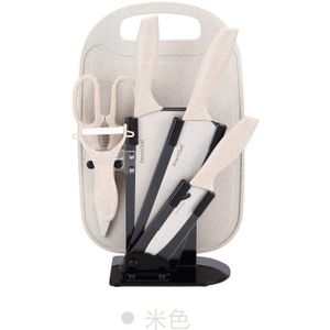 Tarwe Stro Mes Set Rvs Zeven Stuk Mes Set Keramische Mes Keuken Set Mes Schaar Fruit mes Houder