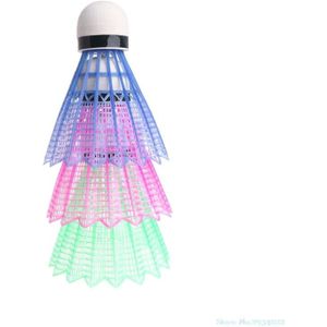 3Pcs Led Glowing Light Up Plastic Badminton Shuttles Kleurrijke Verlichting Ballen Xxuf