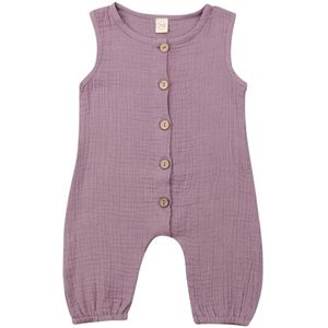 Zomer Pasgeboren Baby Rompertjes Peuter Kids Baby Meisjes Jongens Knop Jumpsuit Outfits Solid Casual Kleding Nachtkleding 0-2T