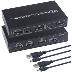 4K Kvm Switch Hdmi-Compatibel 2 Poort Doos Usb Voor Gedeelde Monitor Toetsenbord En Muis Adaptieve Edid/hdcp Printer Plug En Play 4.