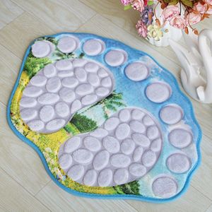 Voeten Vormige Mat Flanel Tapijt Badkamer Mat Antislip 3D Pebble Voetmassage Pads Absorberende Deurmat Wc Tapijten Bad mat Vloer