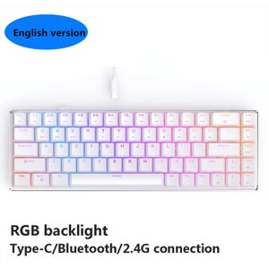 Draadloze Mechanische Toetsenbord Met Bluetooth/2.4Ghz Rgb Backlight Rood/Bruin/Zwart Schakelaar Gaming Toetsenbord Type-C-Usb Voor Ios Mac