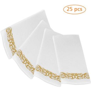 25 Stuks Wegwerp Servetten Handdoeken Rose Goud Zilver Decoratieve Badkamer Folie Papier Voor Etentje Bruiloft Verjaardagslevering