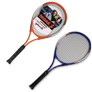 Regail 2 Stuks Ijzer Legering Tennisracket Rackets Uitgerust Met Zak Tennis Grip Size 4 1/4 Racket (Blauw & oranje)