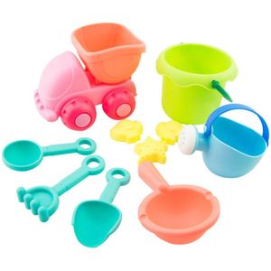 10 Pcs Strand Zand Speelgoed Set Emmer Schoppen Gieter Kinderen Veiligheid Zacht Plastic Speelgoed-Kleur Willekeurige