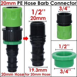 Kesla 1Pcs 3/4 ''Tuin Waterleiding Snelkoppeling Tap Adapter 16Mm 20Mm 25Mm Pe Slang barb Connector Montage Watering Kas