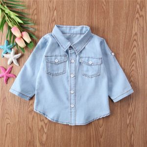 Dual Gebruik Denim Blouse Voor Jongens Meisjes Lente Herfst Shirts Baby Meisje Jongen Gentleman Gewassen Shirt Uitloper Casual Kinderkleding